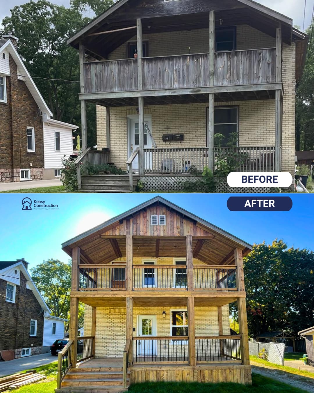 Balcony renovation, before and after.