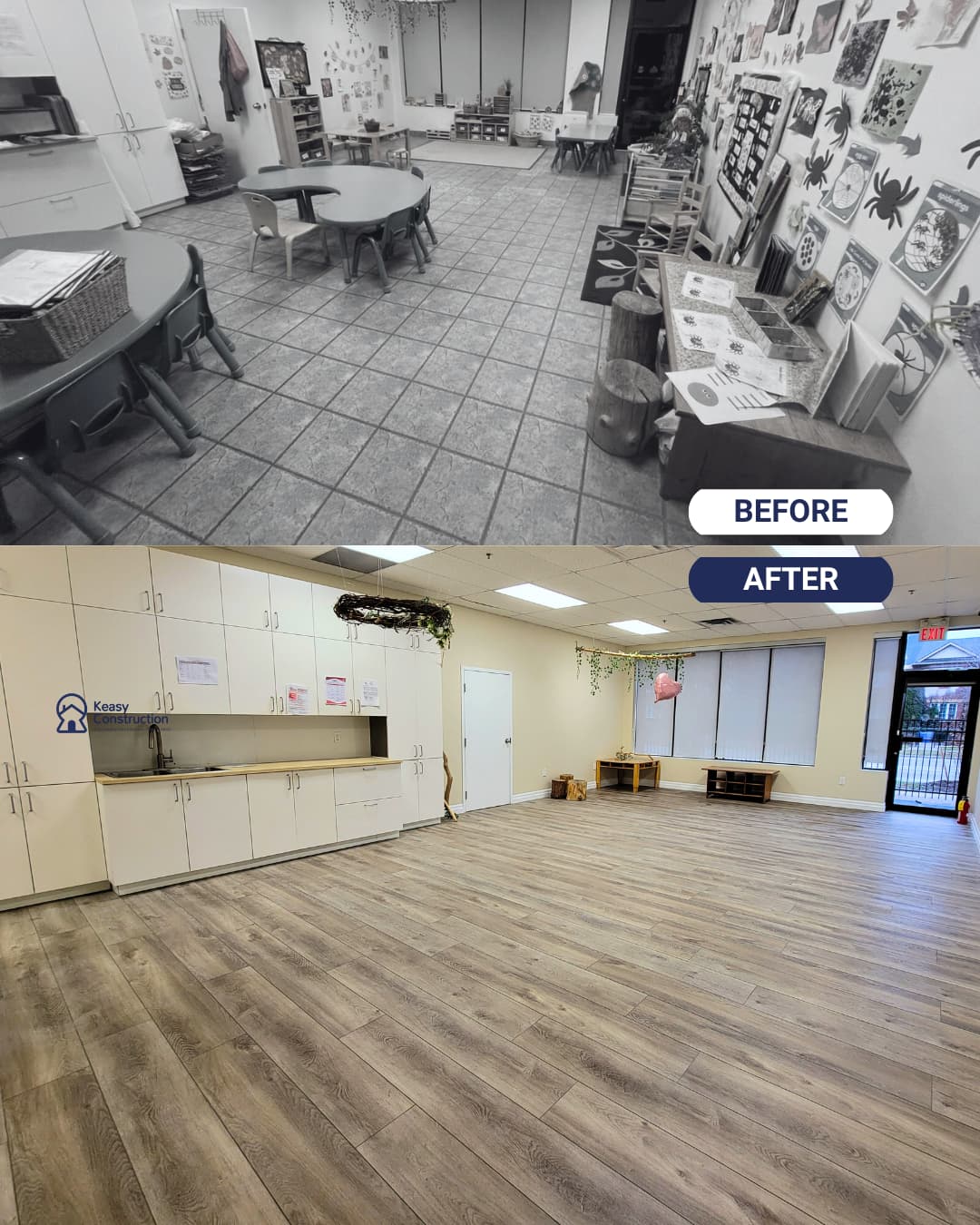 Flooring renovation, before and after.