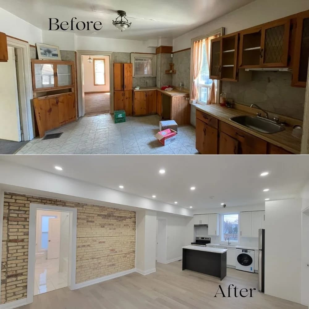 Kitchen renovation, before and after.